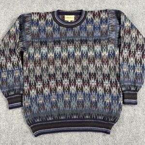 Intiwara Alpaca Sweater Mens Small Geometric Colorful Knit Pullover Crewneck